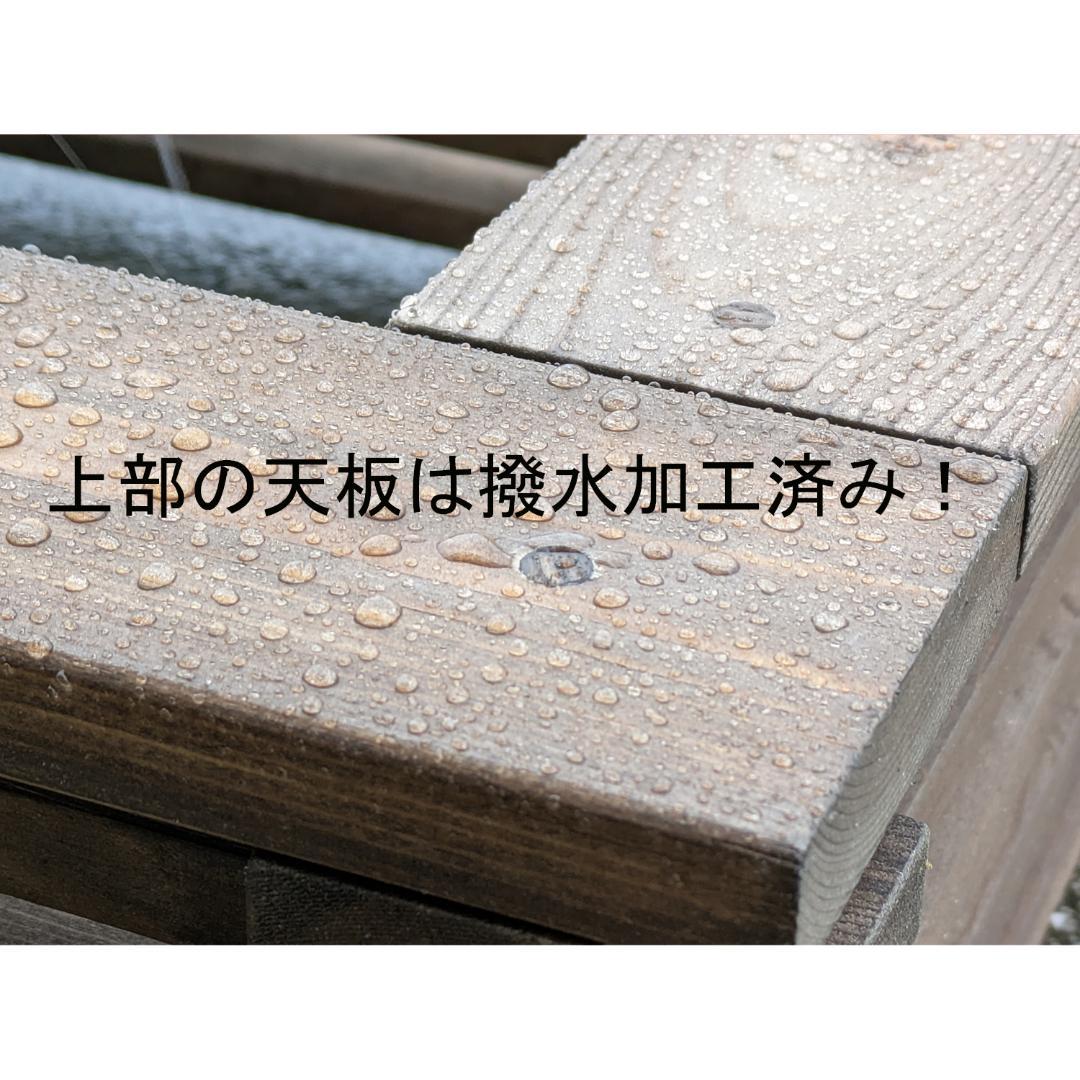 高さの有るビオトープ 80L　トロ舟＆木枠セット（3D防鳥網付き・棚付き）