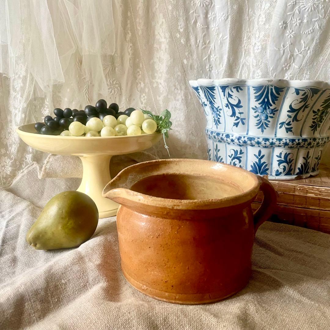 南仏陶器パテポット　コンフィ　フランスアンティーク　フラワーベース　ピシェジャグ