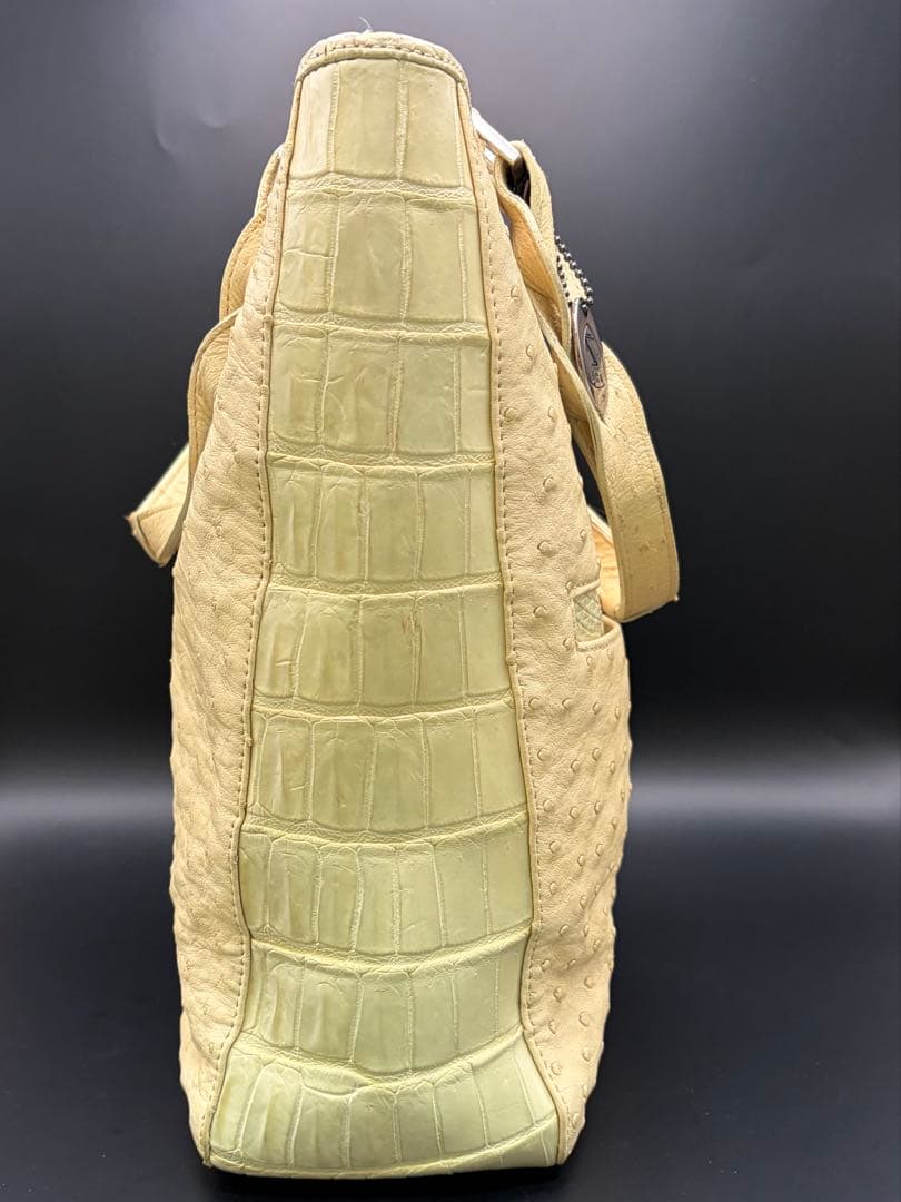 【希少色/レア】JRA公認 オーストリッチ クロコハンドバッグ日本製332