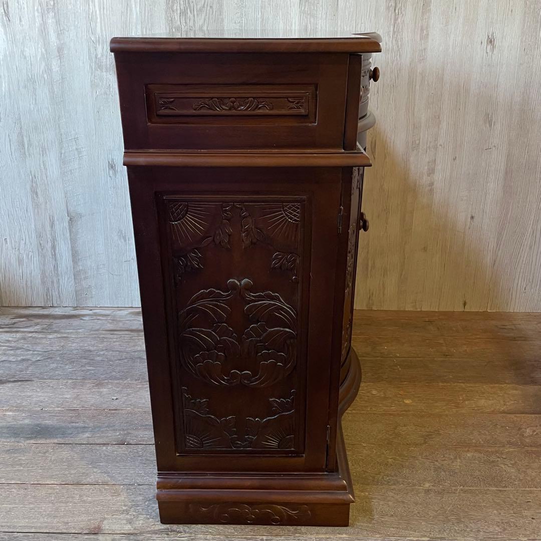 アンティーク調 コンソールキャビネット 木彫り 飾り棚 サイドボード