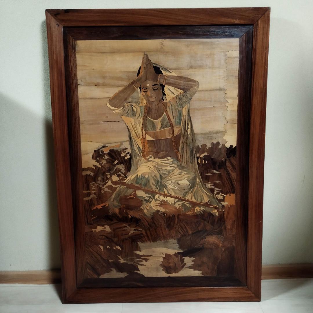 木象嵌　木製絵画　ビンテージ　54年