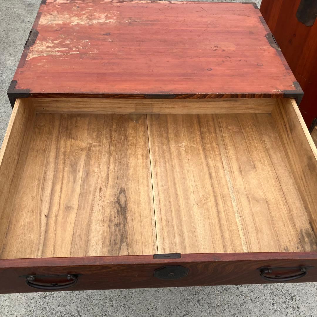 ② 昭和レトロ 古家具 大型 仙台箪笥 4段 引き出し時代箪笥 古家具ビンテージ