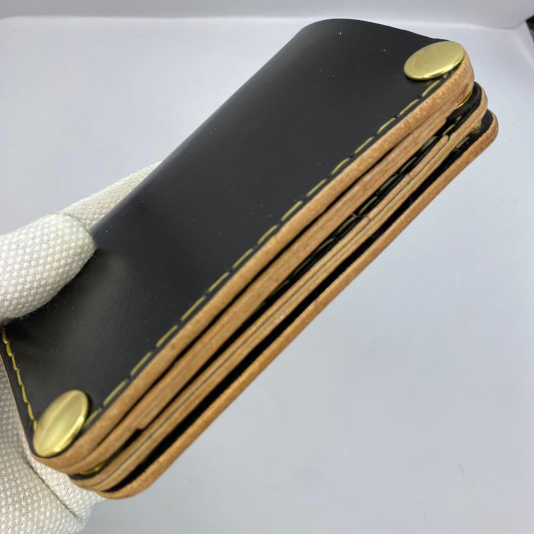 左小銭verお札折らずに収納できる無骨な手染めミドルトラッカーウォレット BTW