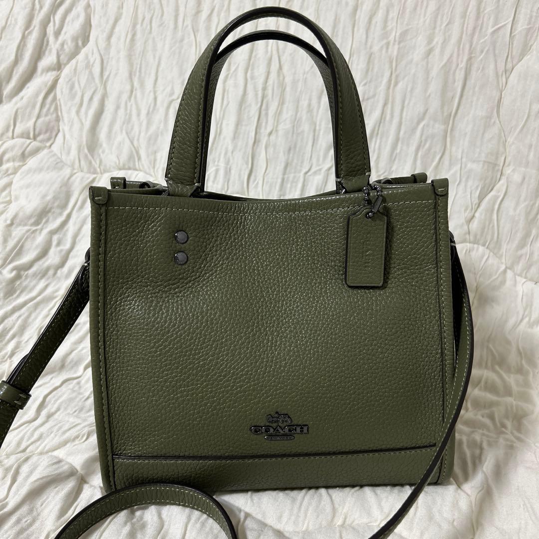 コーチ　オリーブグリーン レザー ショルダーバッグ