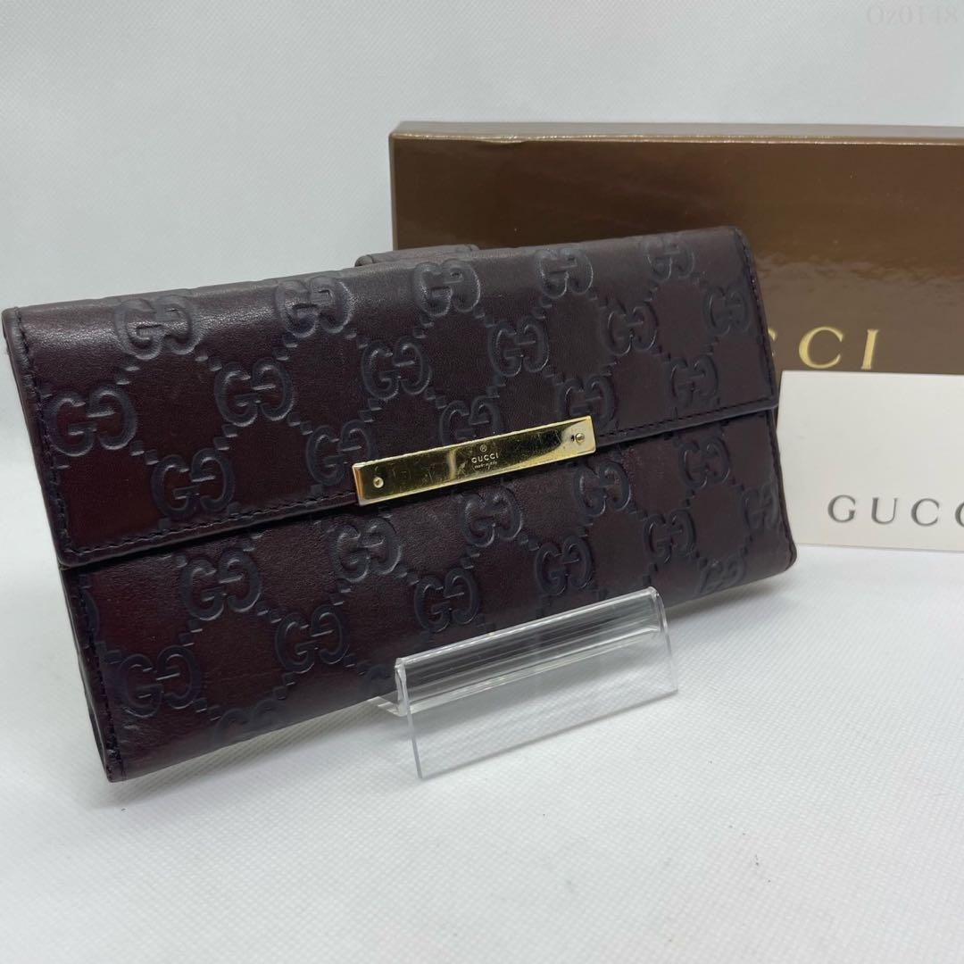 【美品/箱付】グッチ 112715・0416 GG柄 長財布 二つ折り 小銭入れ