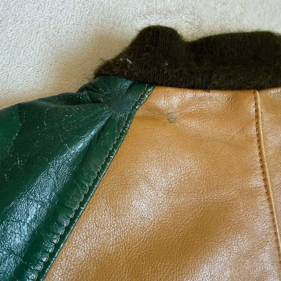 VANSONレザージャケット グリーン ワッペン 42