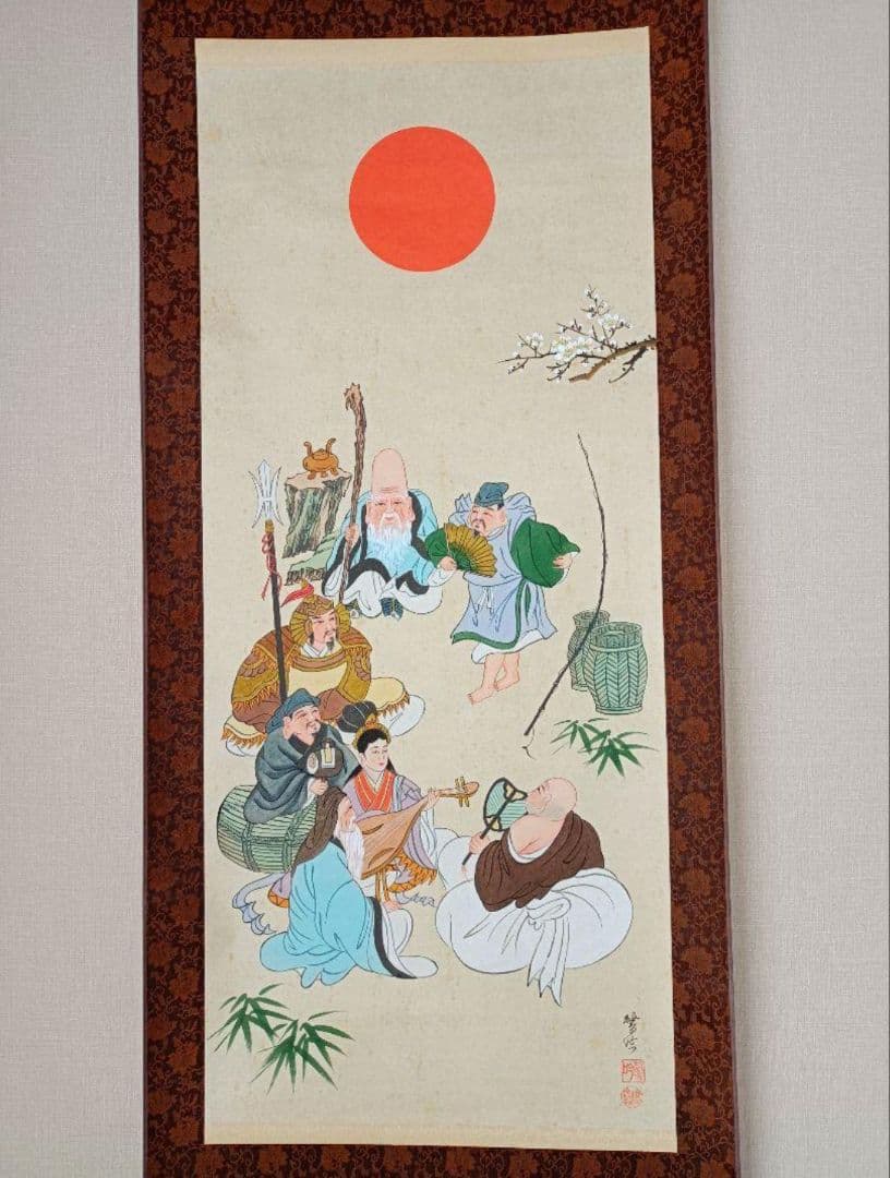 開運!【七福神 宴】掛軸 縁起物 おもてなし 絵 金運 商売繁盛 インテリア
