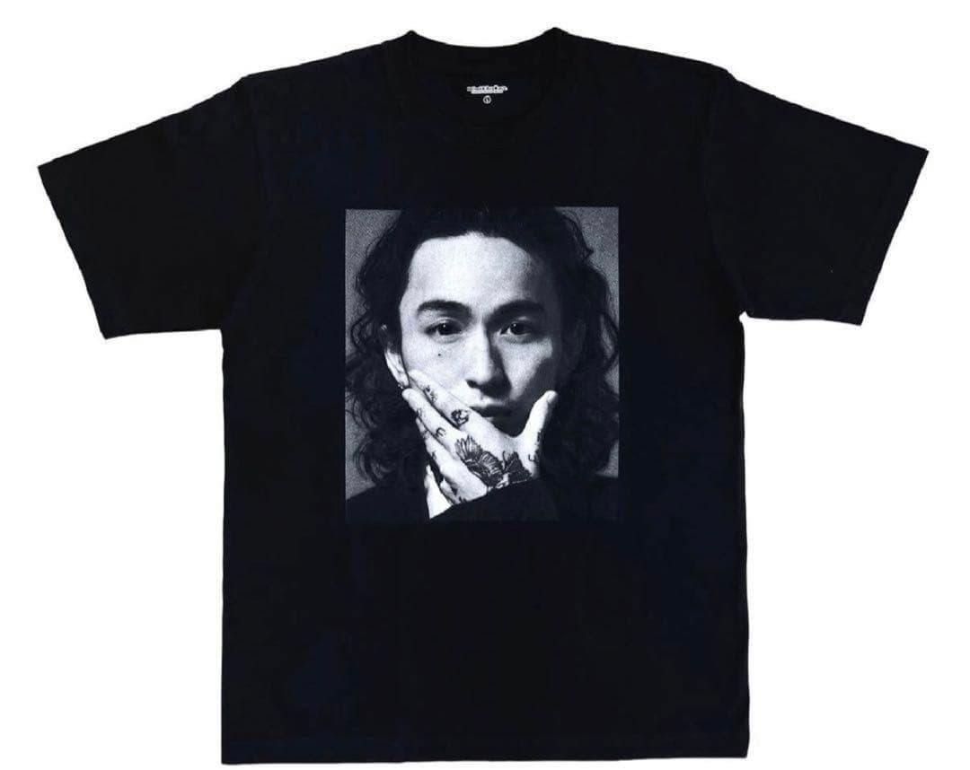 顔写真プリント 黒 Tシャツ