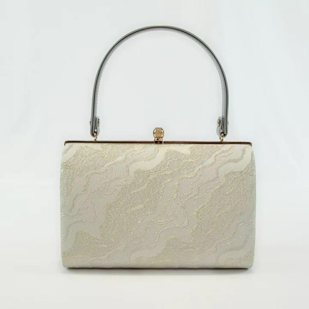 ☆新品未使用☆礼装用佐賀錦シルバー系波紋草履バッグセット　フリーサイズ