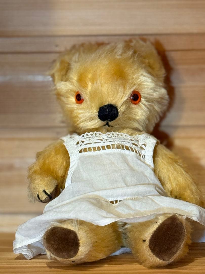 チャドバレー　アンティークテディベア アンティークドレス付き