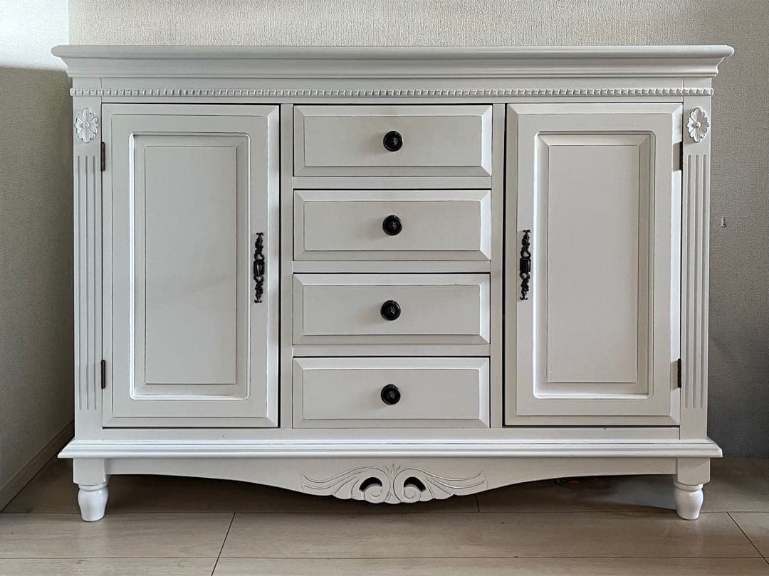 ヨーロピアン調リビングボード サイドボード キャビネット アンティーク風 姫家具