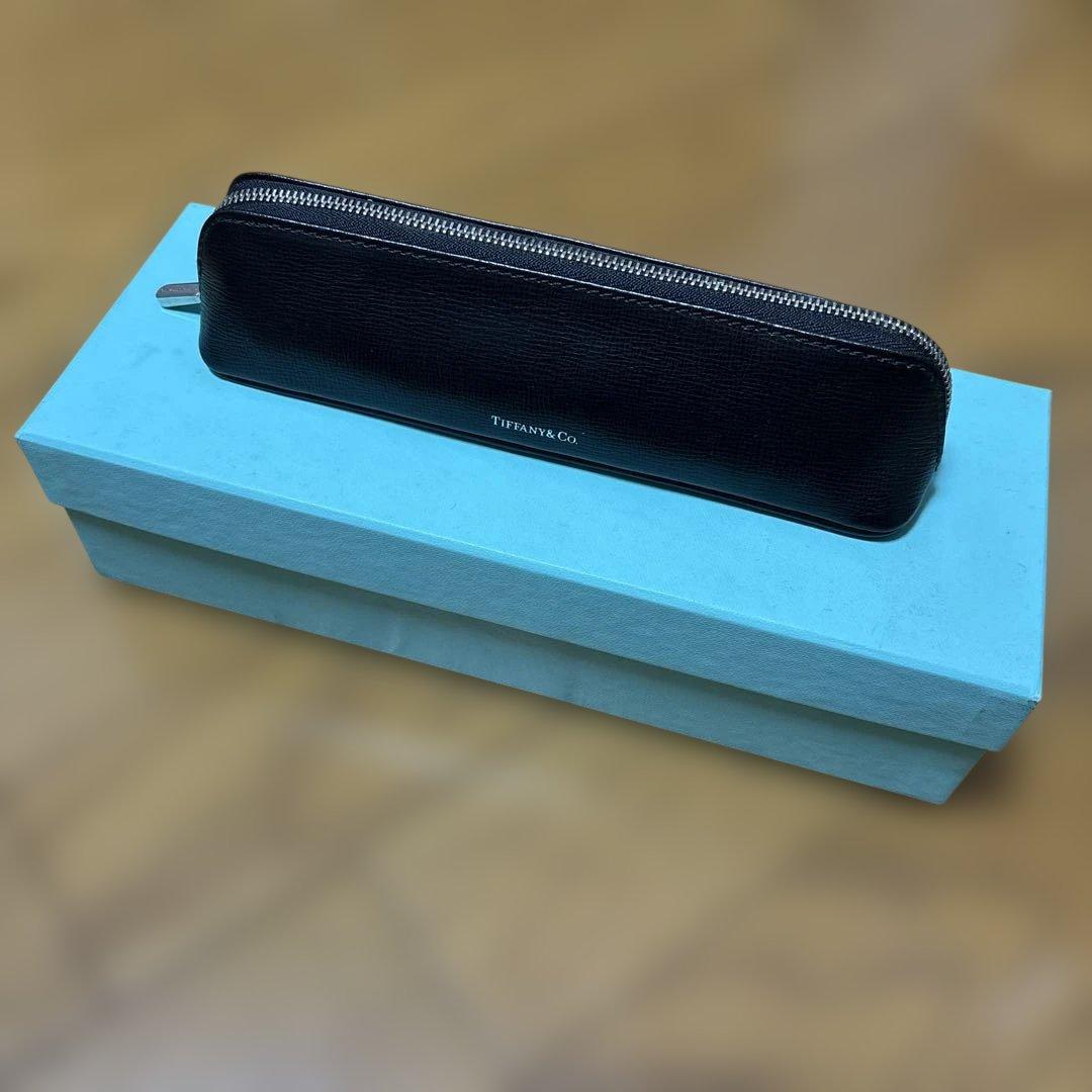 Tiffany & Co. 黒 レザー ペンケース 箱付き