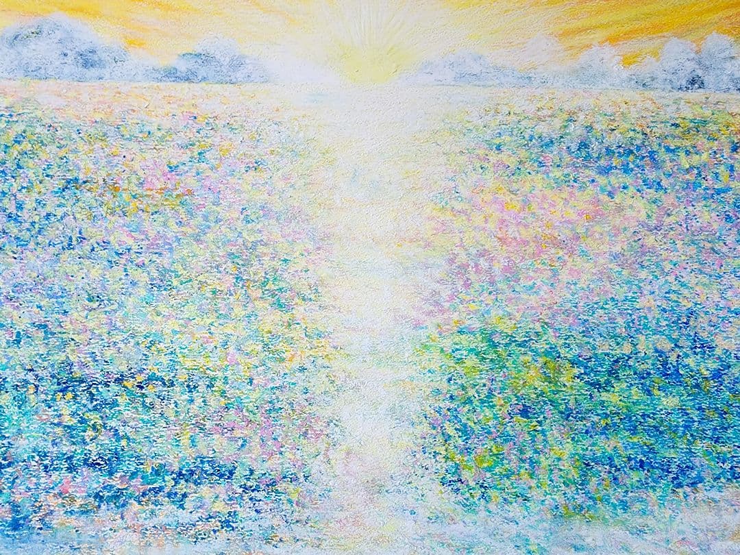 海の絵　風景画　パステル画　絵画　アート　印象派　海　雲　インテリア　抽象画