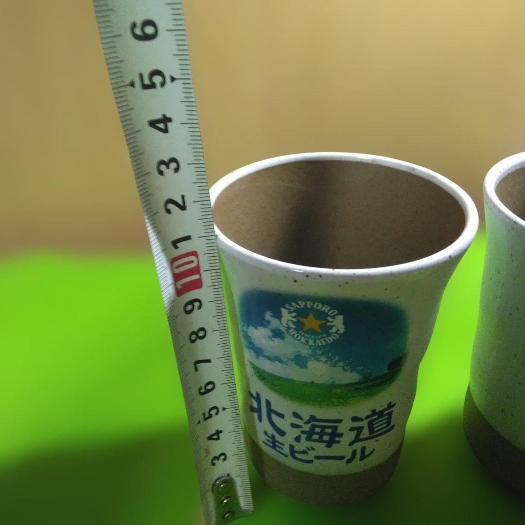 北海道生ビール、陶器製タンブラー、2個、とサーバー、