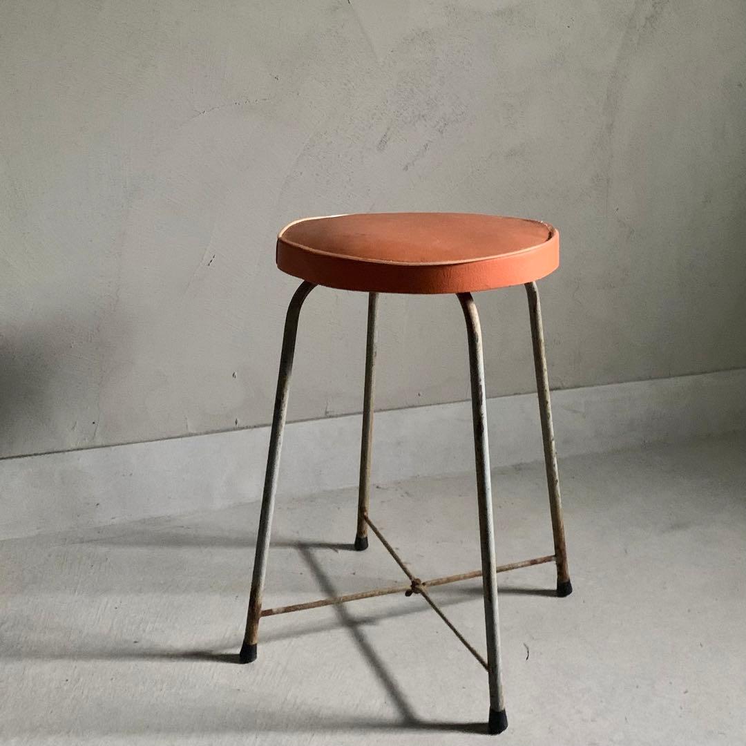鉄脚 丸椅子 古道具 アンティーク