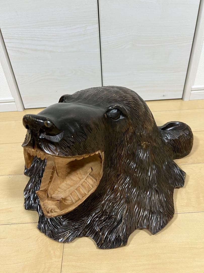 【希少】木彫り 熊 壁掛け 風水 縁結び 民芸品