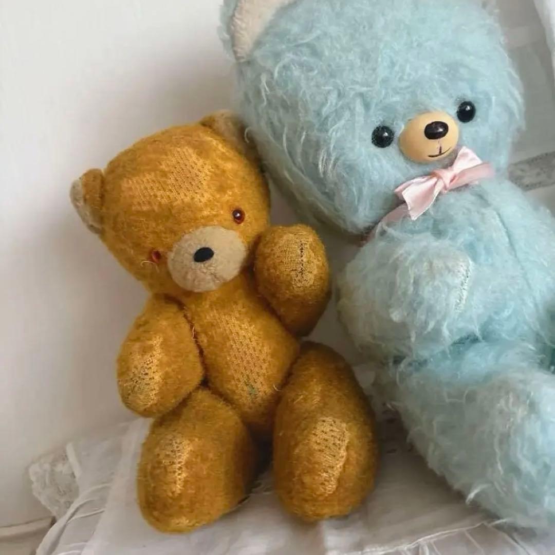 DDRベア 古い子　アンティークベア　アンティークテディベア　ボネ襟パンツ付き