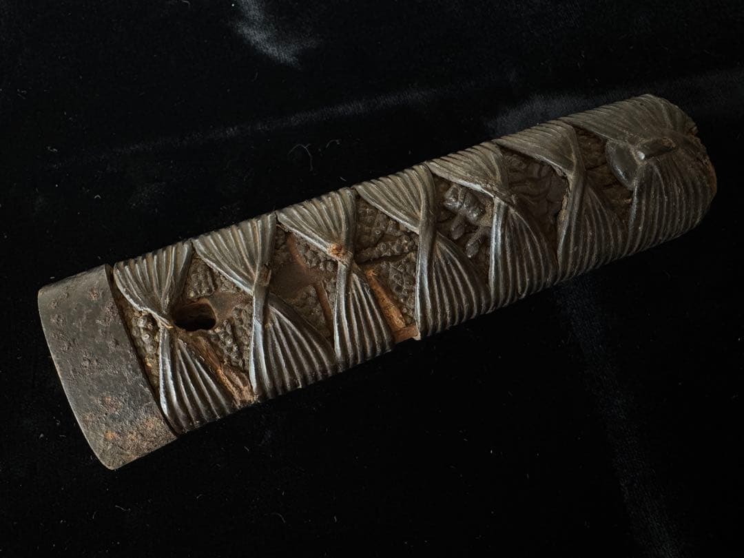 柄前 黄石公張良図 柄巻 日本刀 刀装具 骨董 古美術 江戸時代 時代物 馬 龍