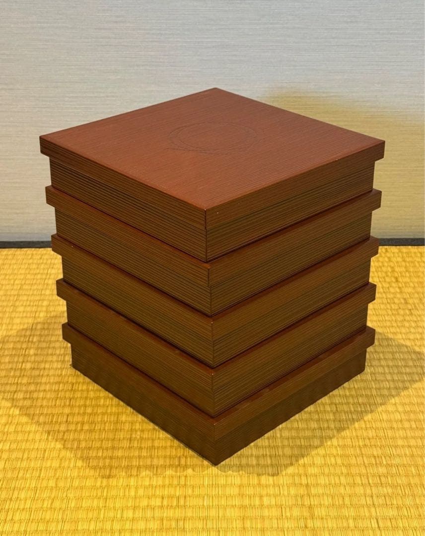 木製漆塗り 初瀬川柳菴 作 柳筥 出世膳 5客 茶懐石道具 弁当箱 共箱