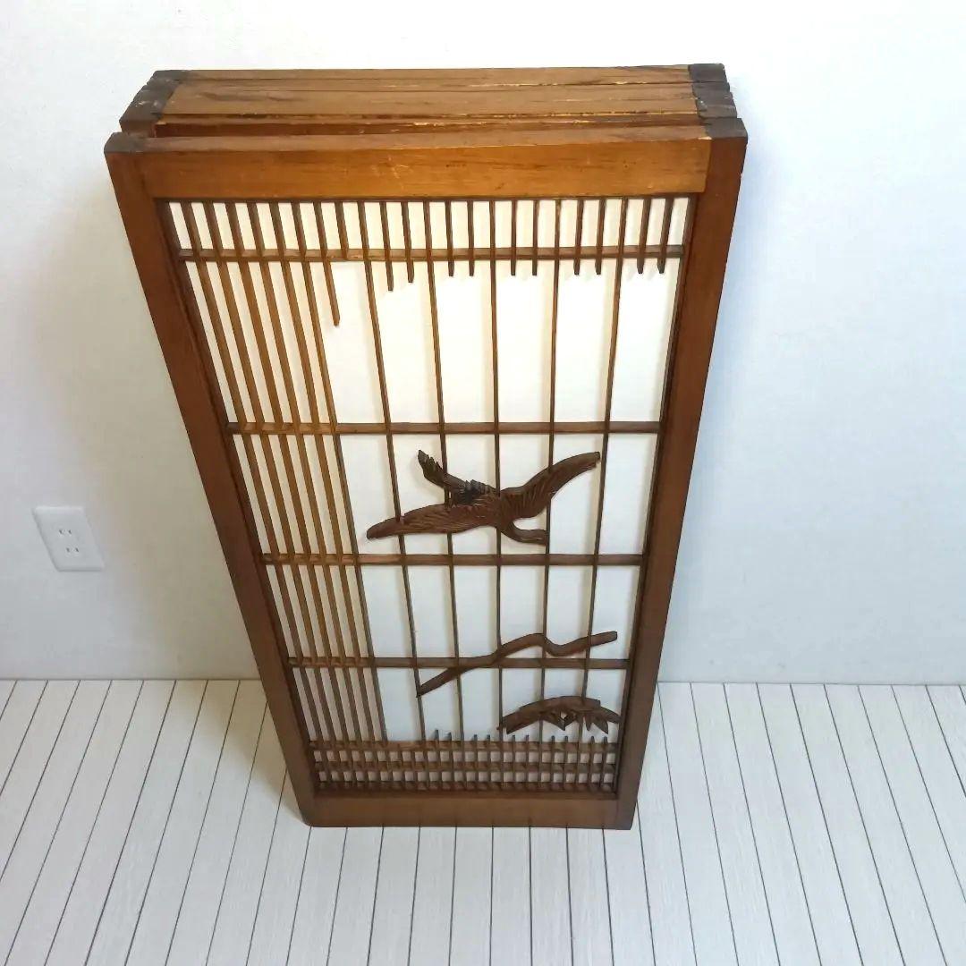 和風　木彫り　障子　４連　折りたたみ　衝立　パーテーション