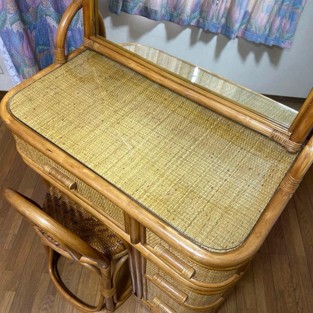ラタン／籐／ドレッサー／鏡台／ビンテージ 椅子はつきません