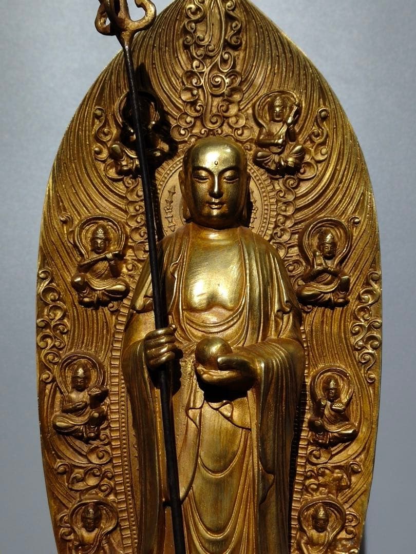 旧蔵　純銅鎏金仏像「地蔵菩薩 」
