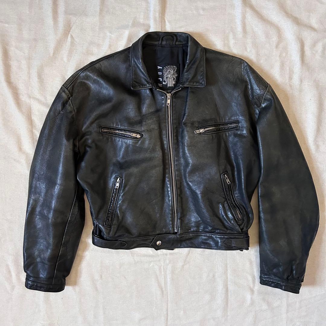 西ドイツ製 短丈 レザージャケット スウィングトップ フェードブラック 黒