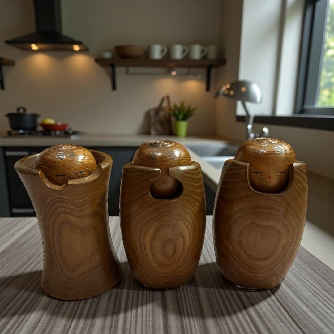 創作こけし 宮嶋無筆 静思 見ざる 聞かざる 言わざる 伝統工芸 3体セット