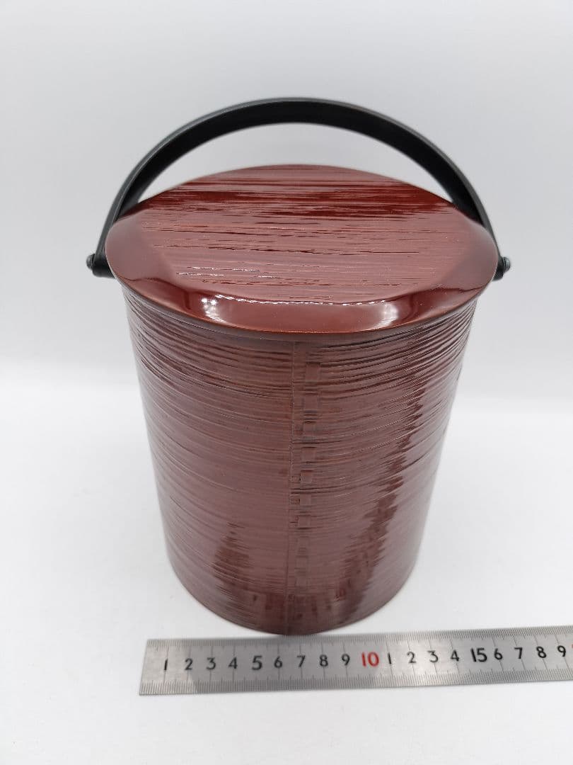 c564 手付曲水指 溜塗　芳桂堂　木箱 茶道具 古物