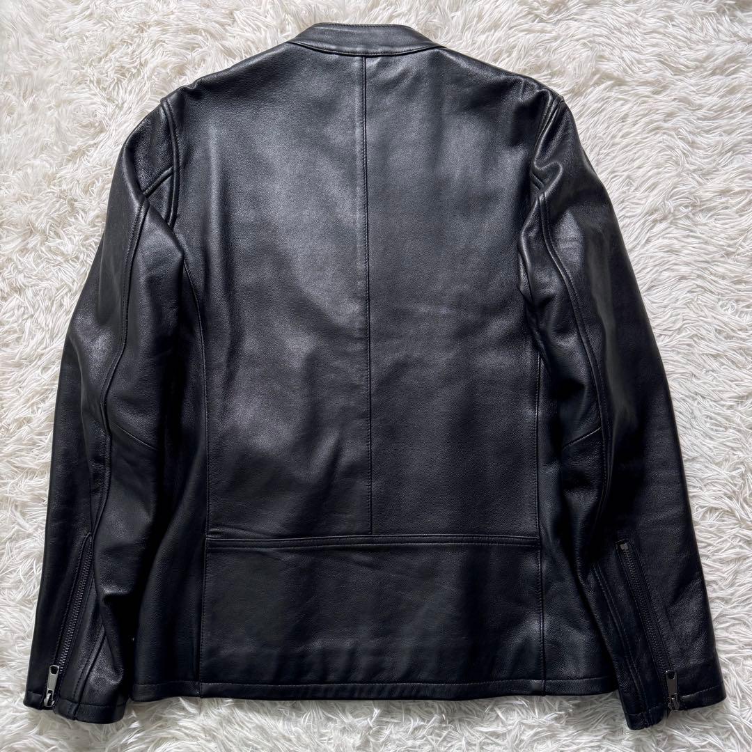 極美品✨エディフィス　ライダースジャケット　シングル　ダブルジップ　羊革　黒　L