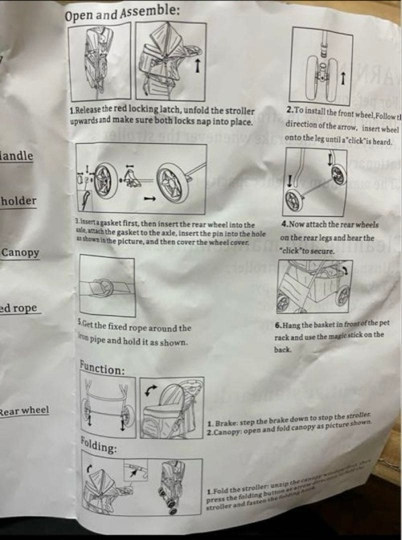 【訳あり特価】ペットカート　新品訳あり　軽量　折り畳み可能　四輪　グレー