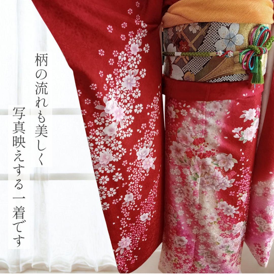 ★新年特価！値下げ★一蔵 正絹赤振袖6点セット｜桜模様入り│成人式・前撮り