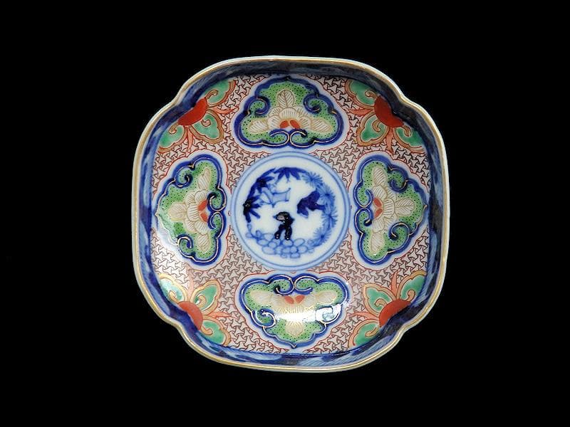 大聖寺伊万里 　毘沙門亀甲紋に松竹梅の図 縁高角皿　5枚　C775AS-BUj