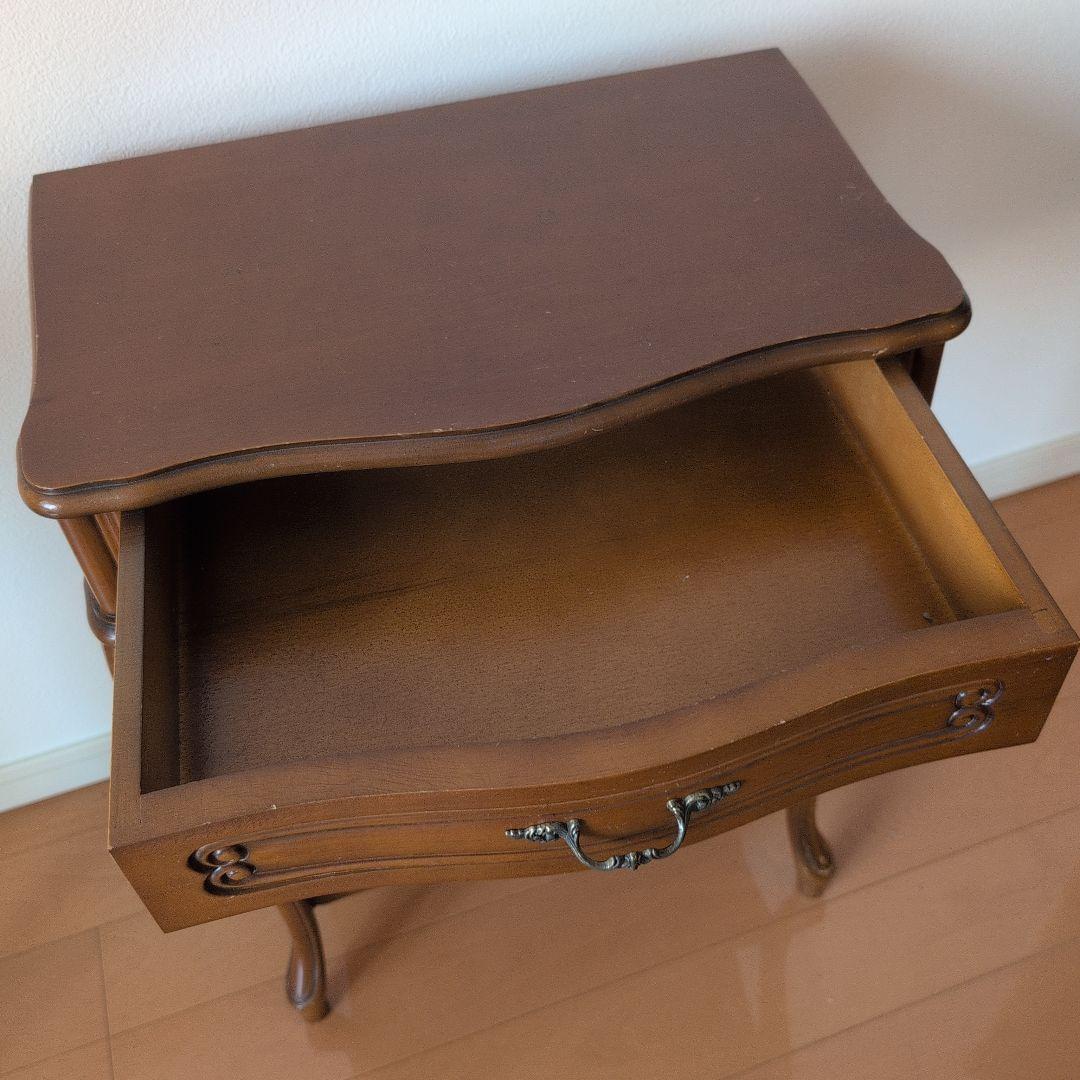 猫脚　クラシック木製サイドテーブル　コンソールテーブル　 引き出し付き