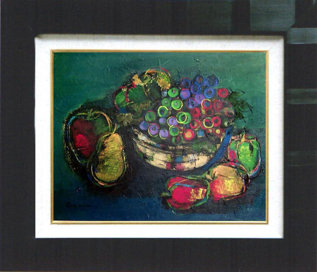 油絵 絵 絵画インテリア 額付(黒) uF6-061304 静物 フルーツ