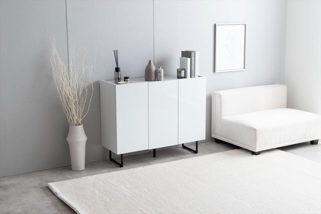 【送料無料】【幅100cm】Anq キャビネット 石目調 棚 収納 ストーン