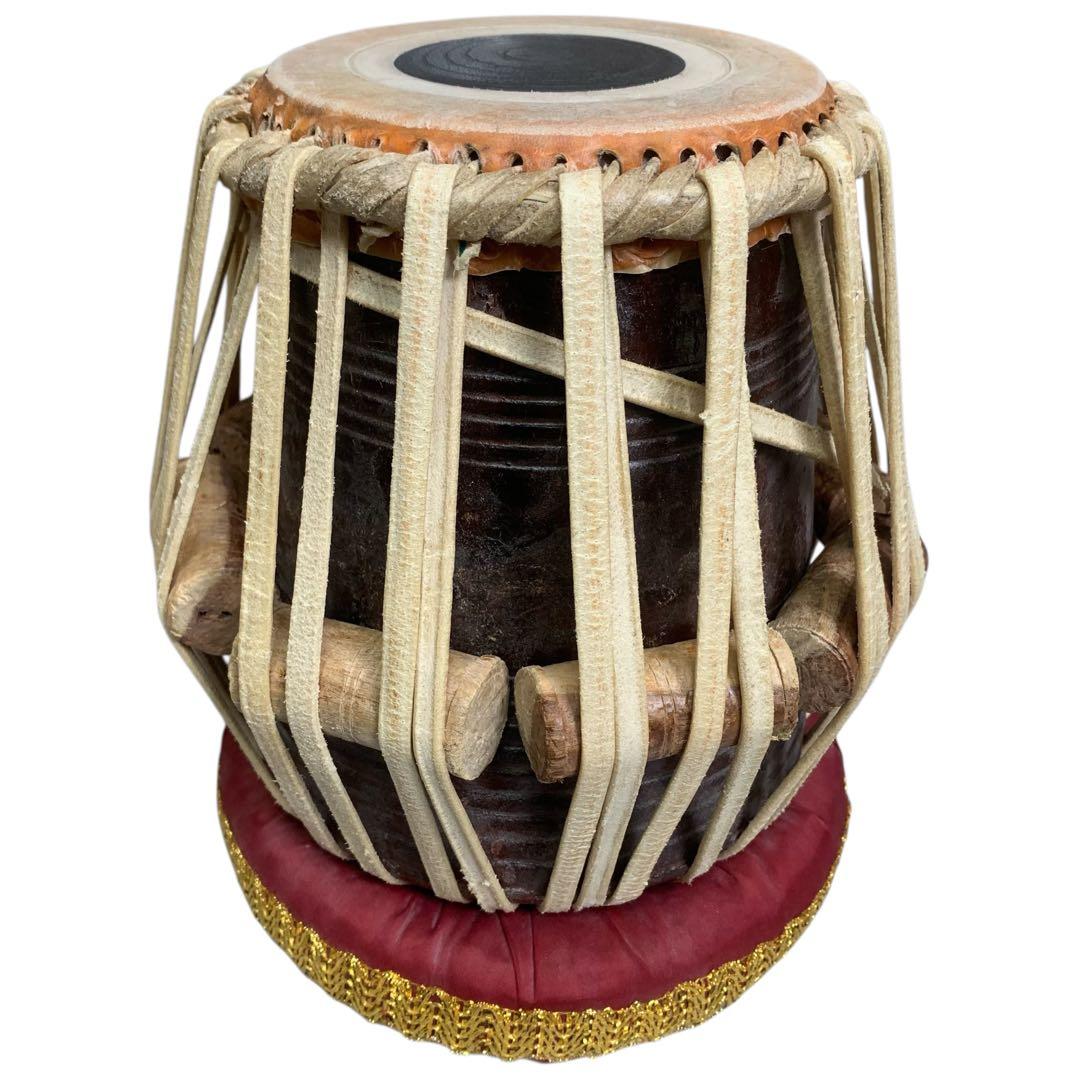【希少】インド打楽器 タブラ&バヤンセット 台座付き
