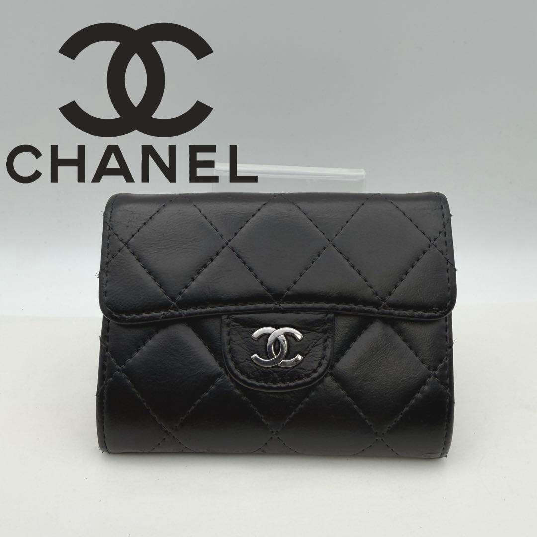 シャネル 財布 マトラッセ ラムスキン コンパクト 入れ カードケース