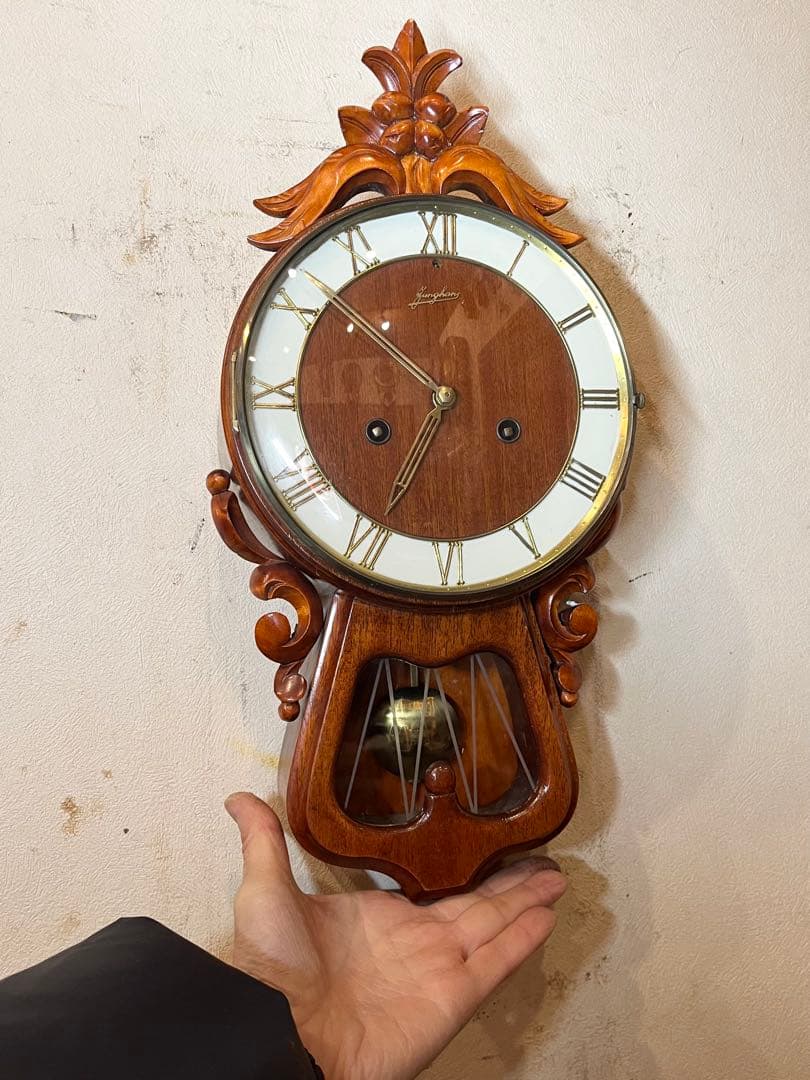 ユンハンス　ミニミニ　珍品　柱時計　古時計　レトロ　振り子　アンティーク　精工舎