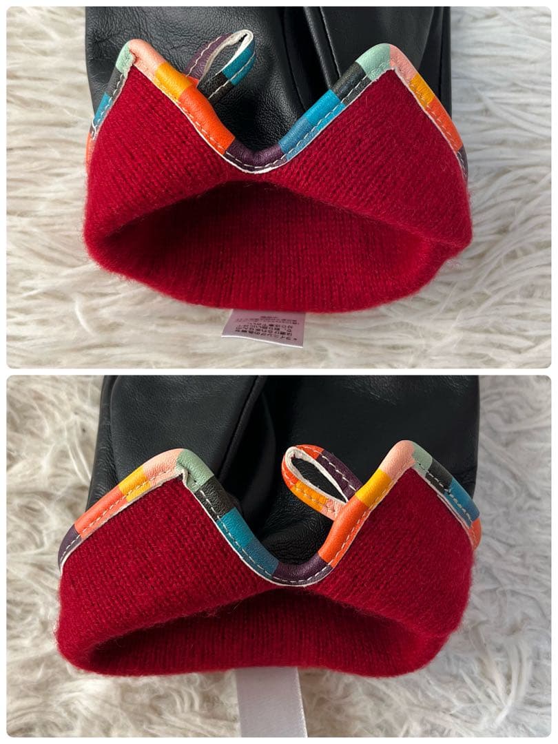 【新品未使用】ポールスミス　アーティストストライプ パイピング レザーグローブ