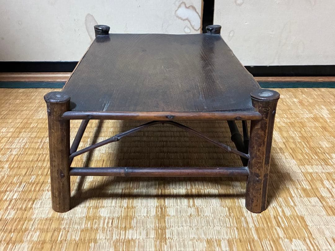 古竹 細工 四足 花台 架台 時代物