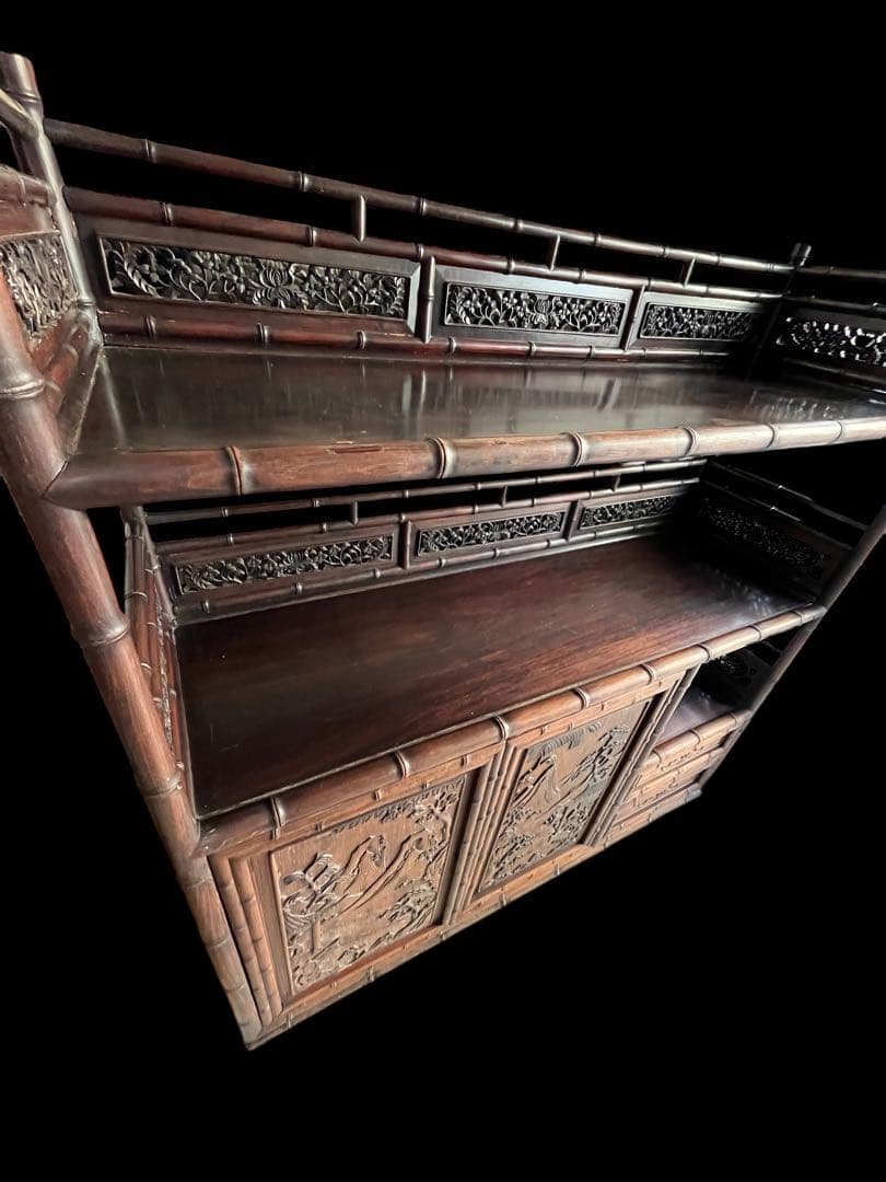 最高級 大阪唐木指物 紫檀 茶棚 茶箪笥 飾り棚 サイドボード キャビネット