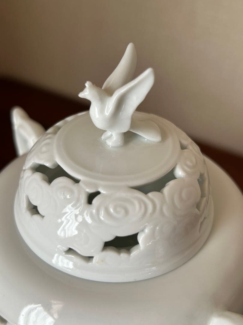 白磁透かし香炉　一壺　三脚　茶道具　箱無し