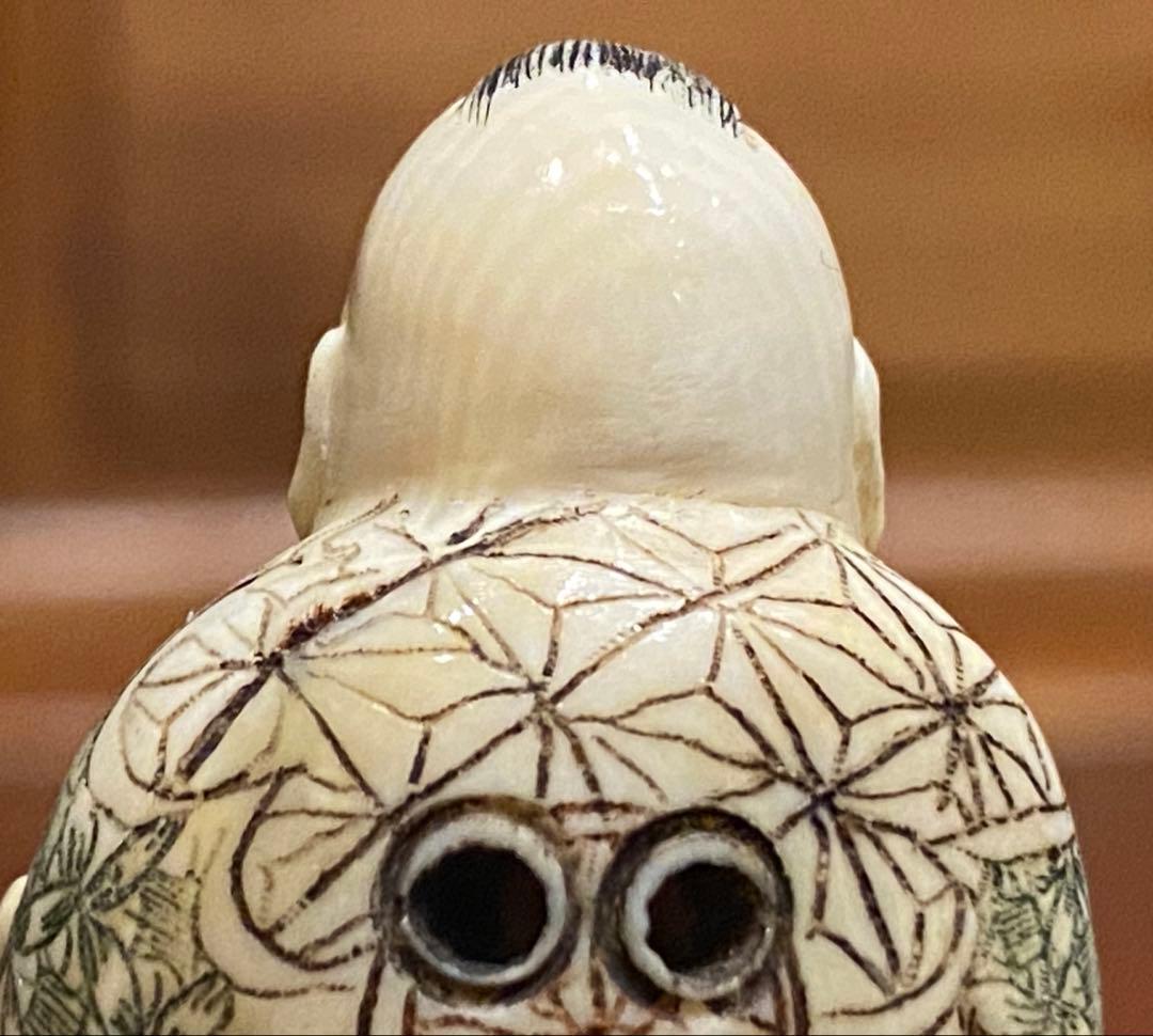 根付　唐子と桃　吉祥彫刻　細密細工　天然素材　ヴィンテージ　レア 台湾茶器