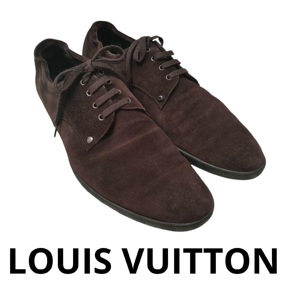 ルイヴィトン スウェードレザー シューズ 9.5ダミエ ダークブラウン メンズ