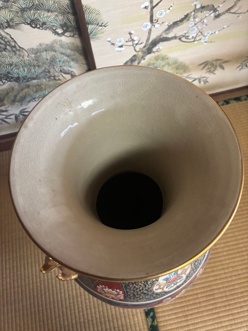 【九谷焼陶正造‼️】大花瓶　大壷　飾壷花瓶 花器 骨董品 飾壺 置物 壺 古美術品
