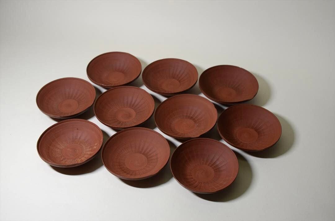明治時代　備前　擂鉢　小皿　１０枚組　骨董品　アンティーク a