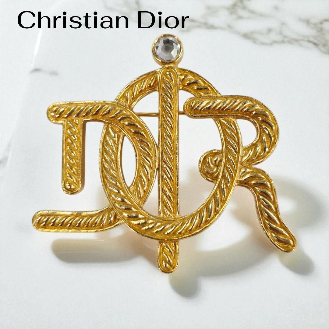 Christian Dior ディオール ロープ ロゴ ゴールド ブローチ