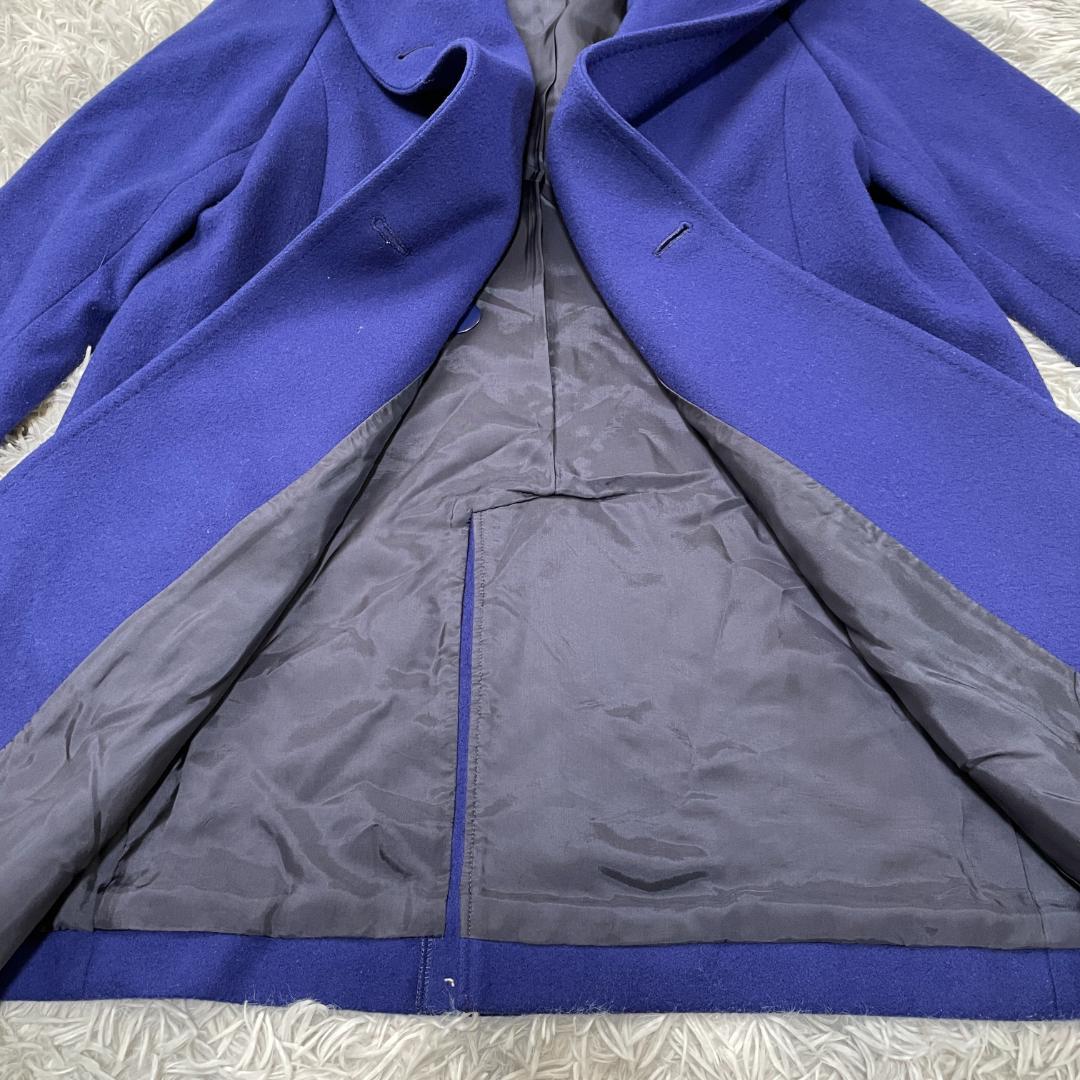 専用大きいサイズ XL 23区 ウール100 フード付きロングコート ロイヤルブ