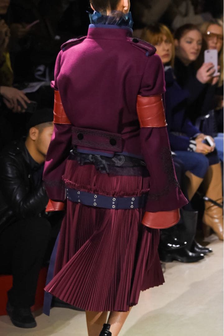 sacai サカイ ベルデットプリーツスカート ボルドー
